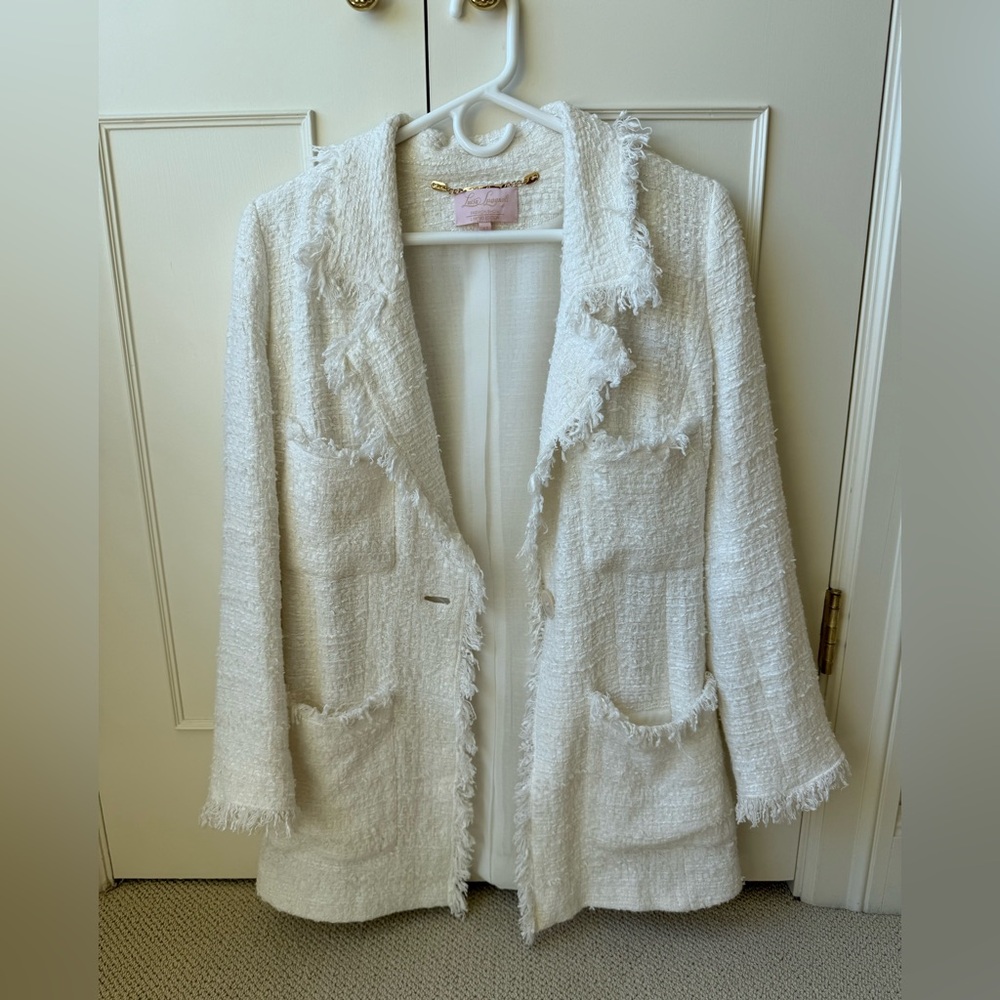 Luisa Spagnoli Tweed White Blazer Limited Edition Occasion Jacket Size 42EU - Picture 2 of 8